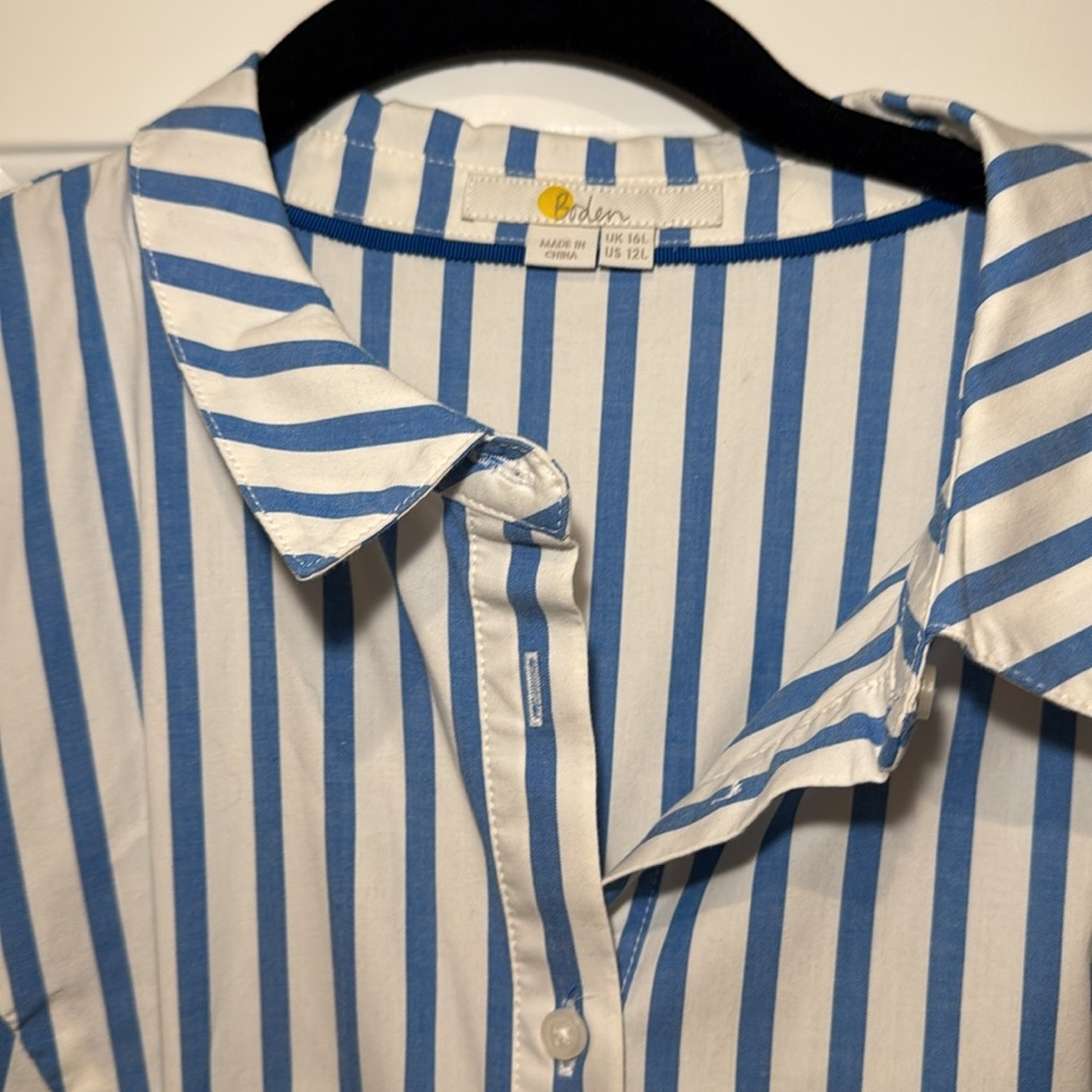 Boden Blue and White Striped Button-Up Dress - Picture 2 of 9